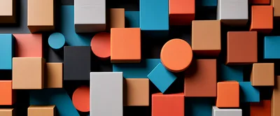 Abstract 3D Geometric Shapes Composition