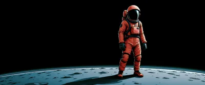 Astronaut Standing Alone On A Lunar Surface