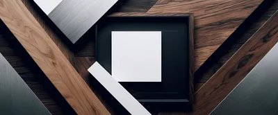 Abstract Geometric Composition With Wood And Metal Textures