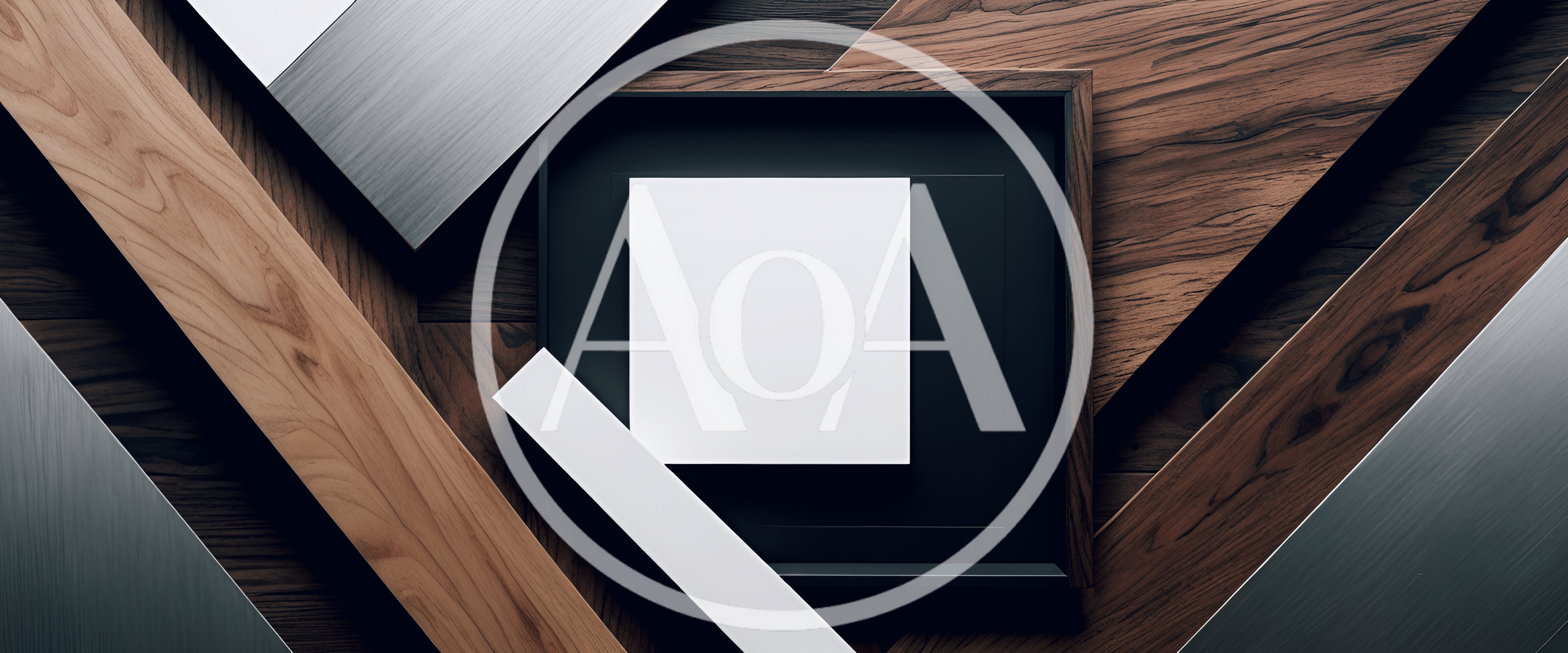 Abstract Geometric Composition With Wood And Metal Textures