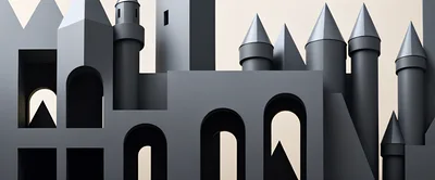 Minimalist 3D Rendered Abstract Castle Architecture