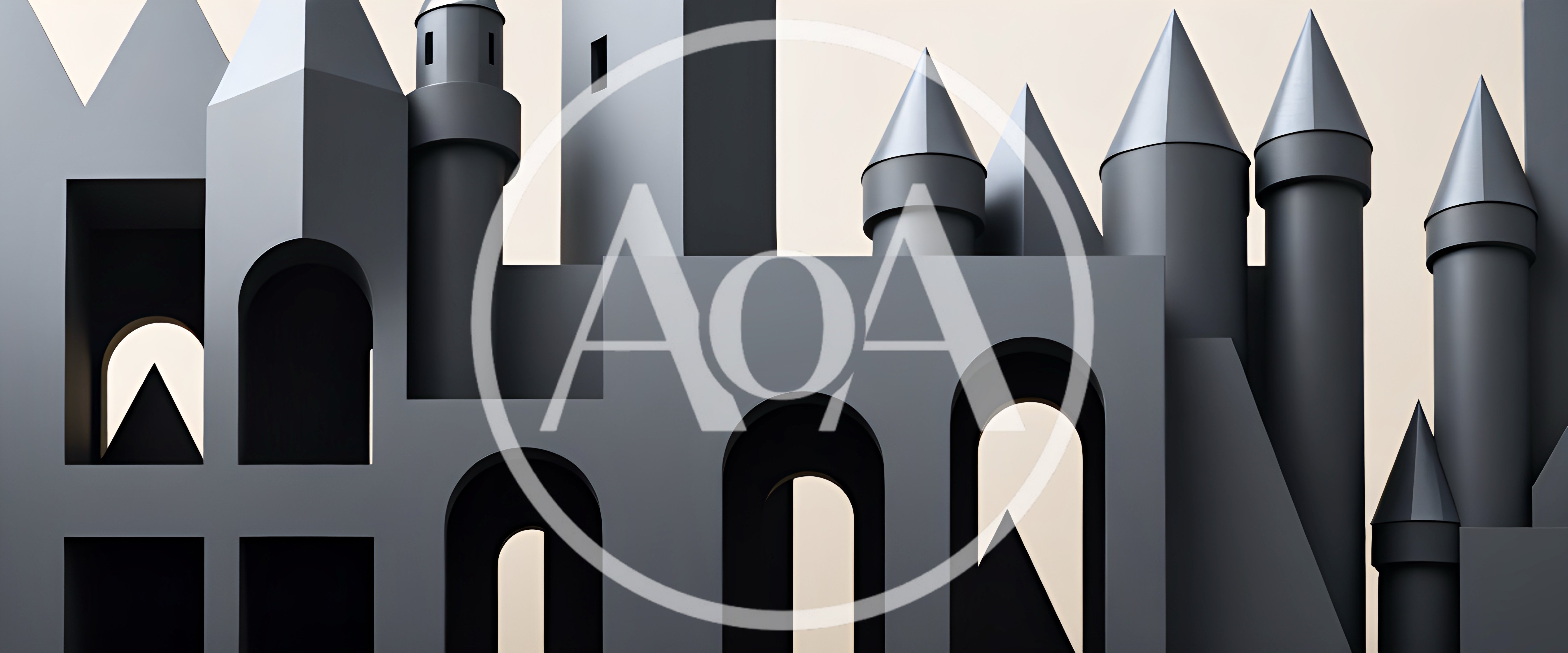 Minimalist 3D Rendered Abstract Castle Architecture