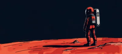 Astronaut Standing Alone On The Surface Of Mars
