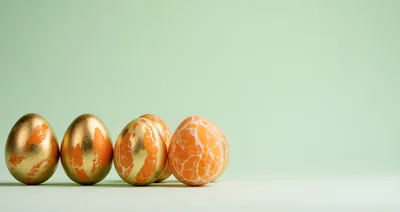 Decorative Golden and Orange Easter Eggs
