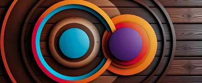 Abstract Concentric Circles Over Dark Wood Background