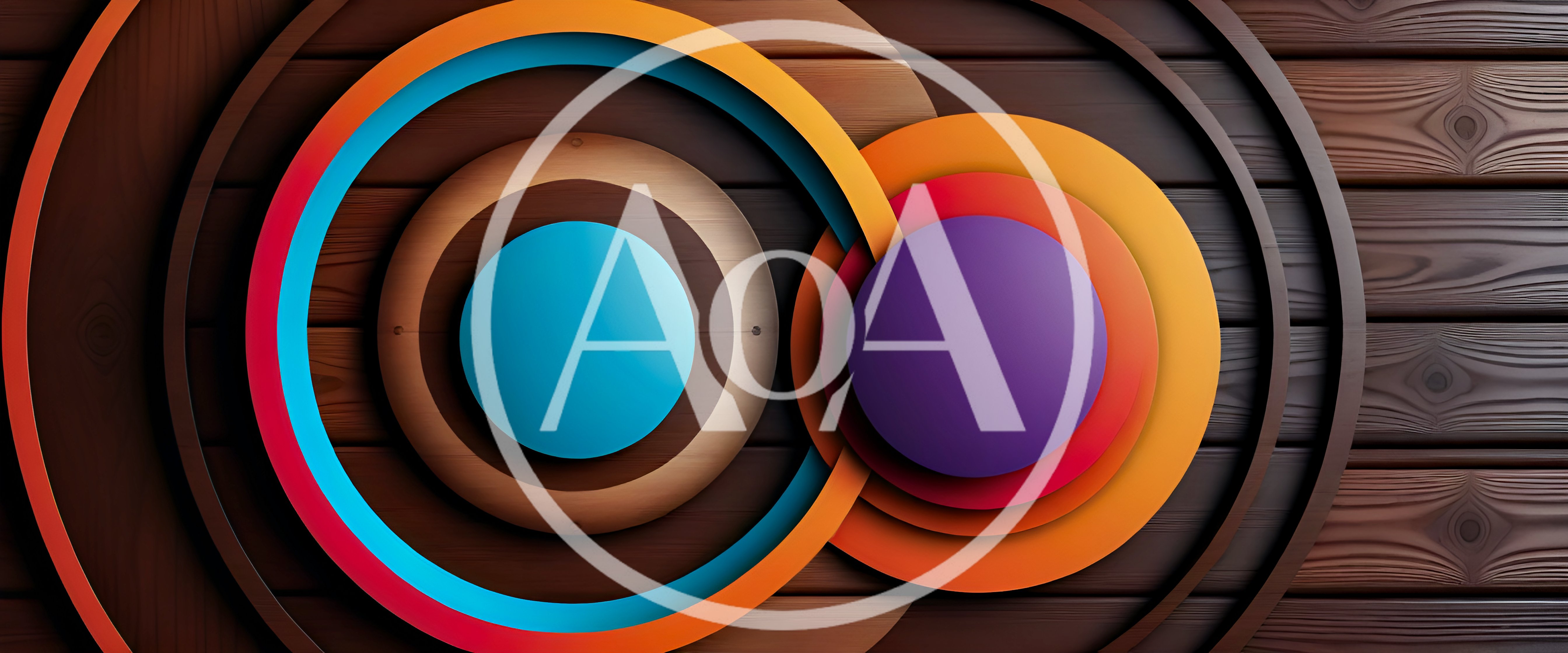 Abstract Concentric Circles Over Dark Wood Background
