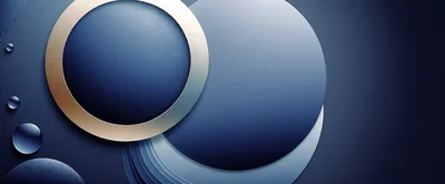 Abstract Blue Circles With Metallic Gold Ring