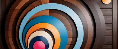 Abstract Concentric Circles On Wooden Background
