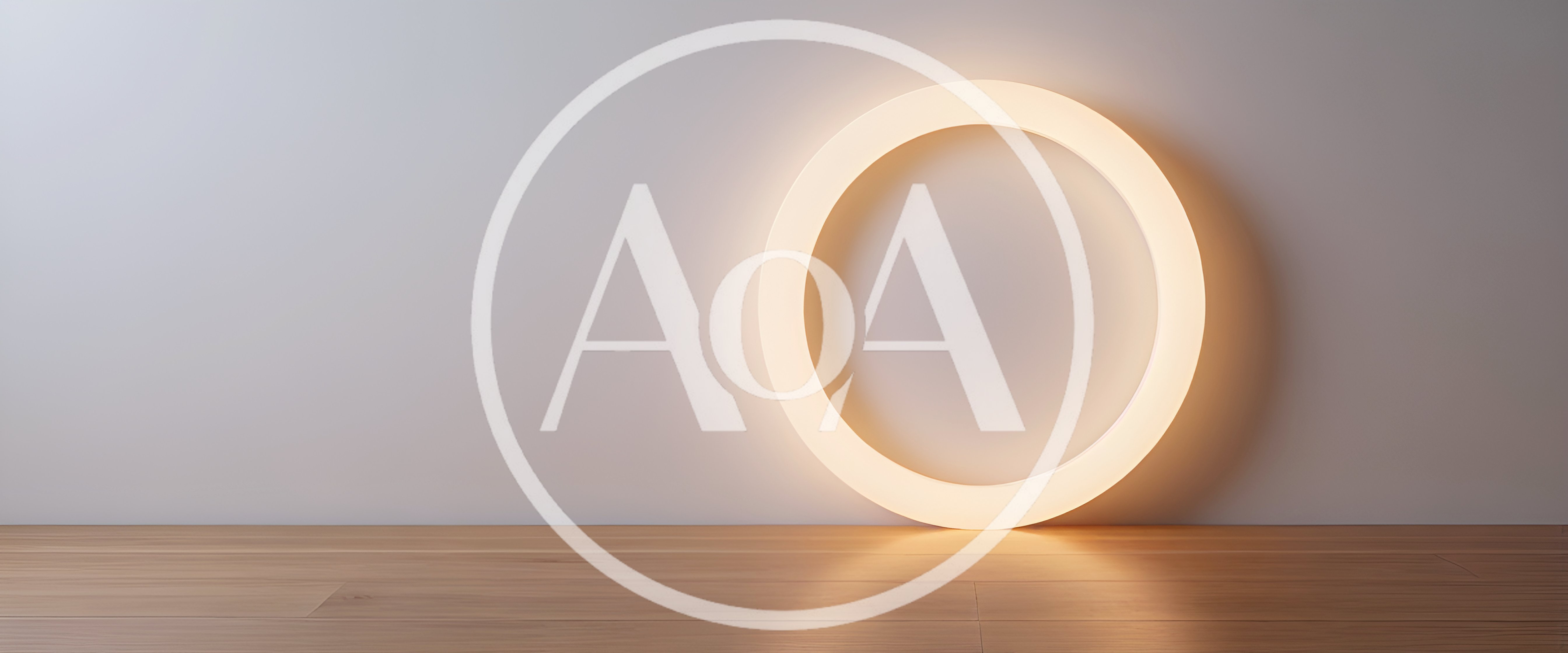 Glowing Circular Neon Light On Wooden Floor