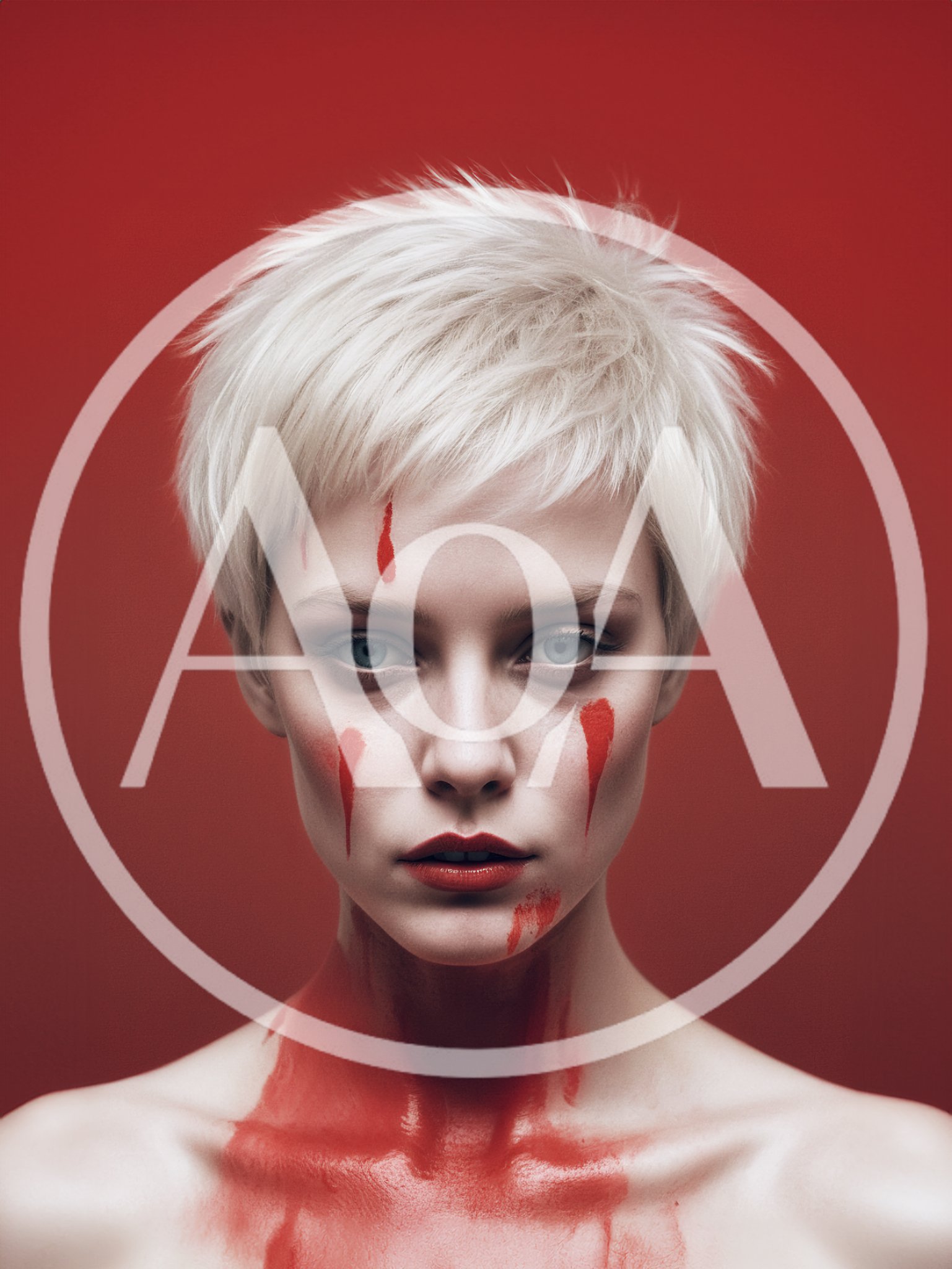 Portrait Of A Woman With Red Paint On Face