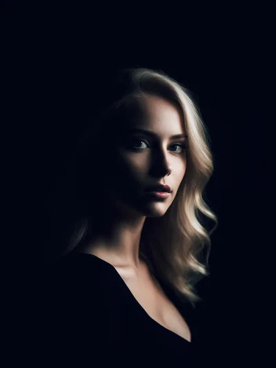 Portrait Of A Blonde Woman In Low Key Lighting