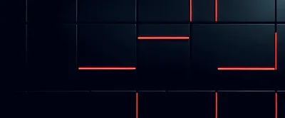 Abstract Dark Wall With Glowing Red Neon Lines