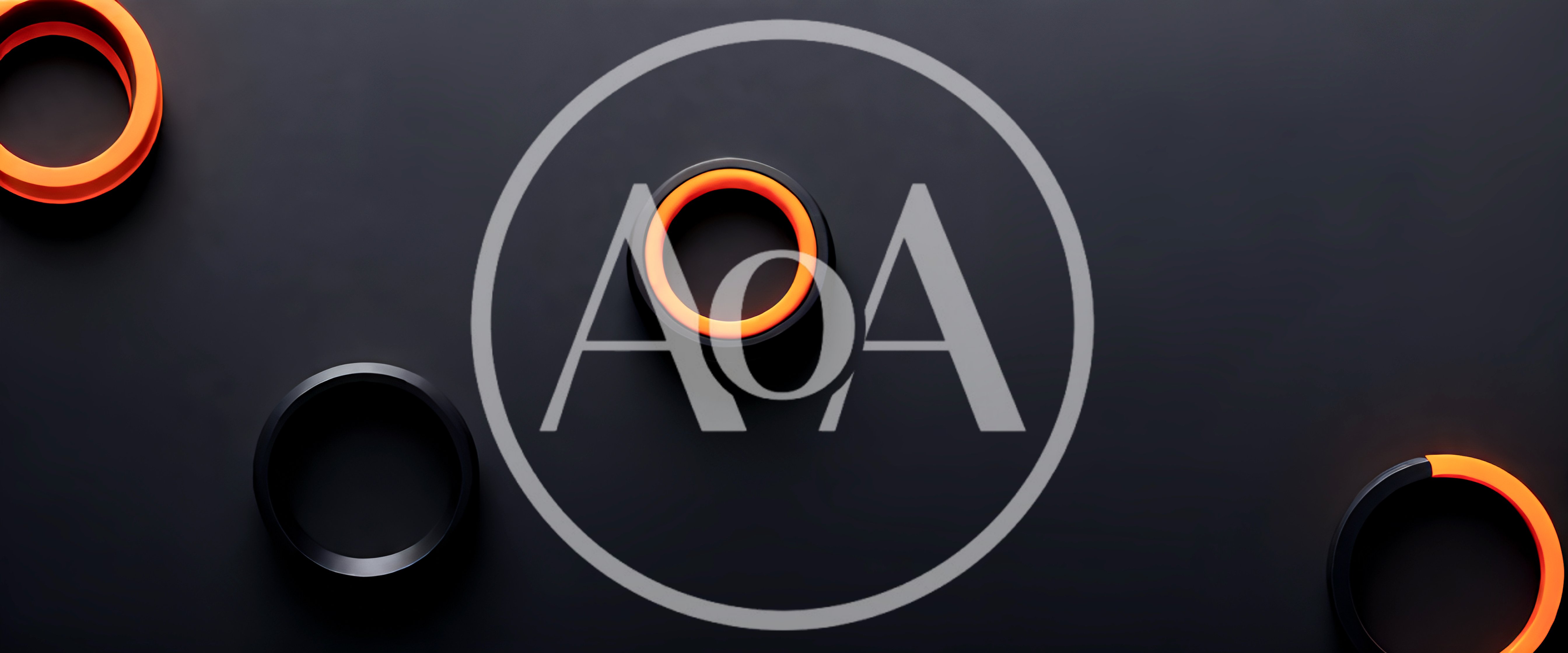 Abstract 3D Rings With Glowing Orange Accents