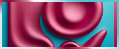 Abstract 3D Liquid Magenta Shapes On Cyan Background