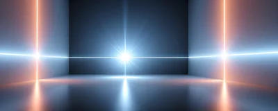 Abstract Futuristic Room With Glowing Neon Light Lines