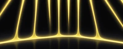 Abstract Glowing Yellow Light Pillars On Dark Background