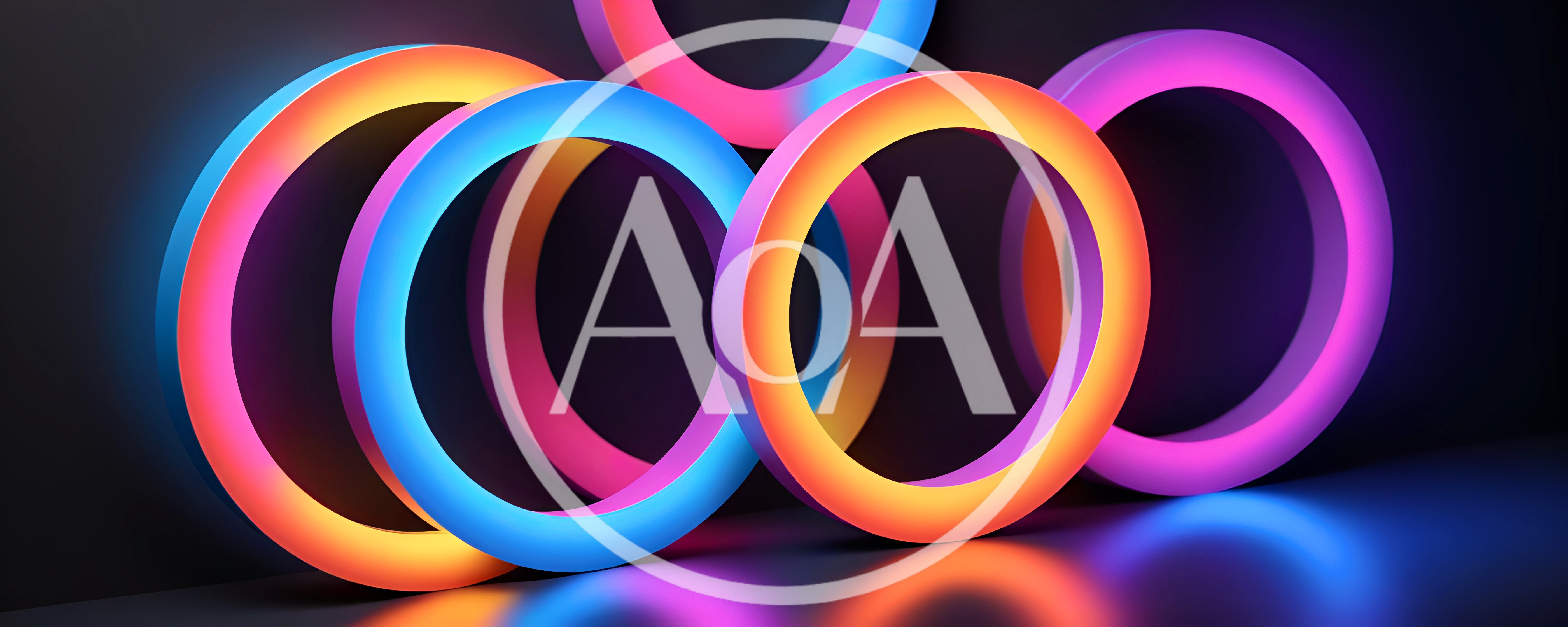 Abstract Neon Glowing Rings In Dark Space