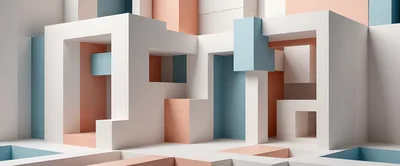 Abstract Geometric Architectural Structure With Pastel Colors