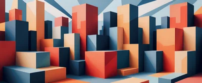 Abstract Geometric Cityscape With Colorful 3D Blocks
