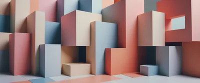 Abstract Geometric 3D Shapes In Pastel Colors
