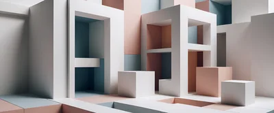 Abstract Architectural Composition With Geometric Shapes