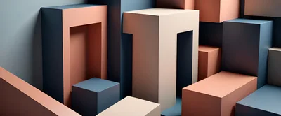 Abstract Geometric 3D Shapes Composition