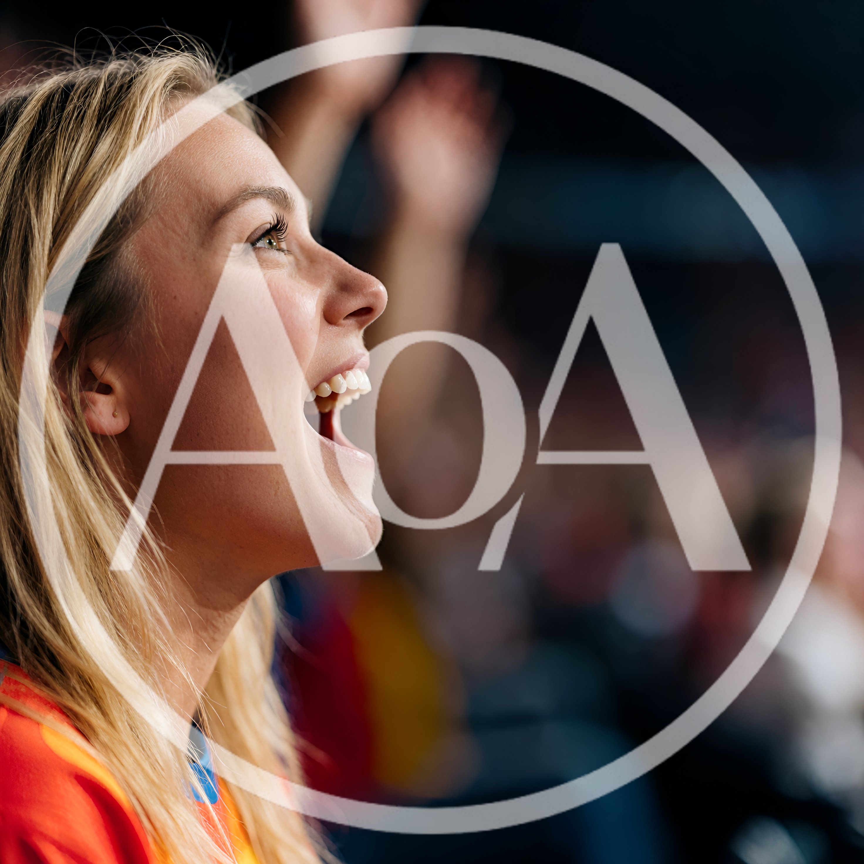 Excited Young Woman Cheering At A Sports Stadium