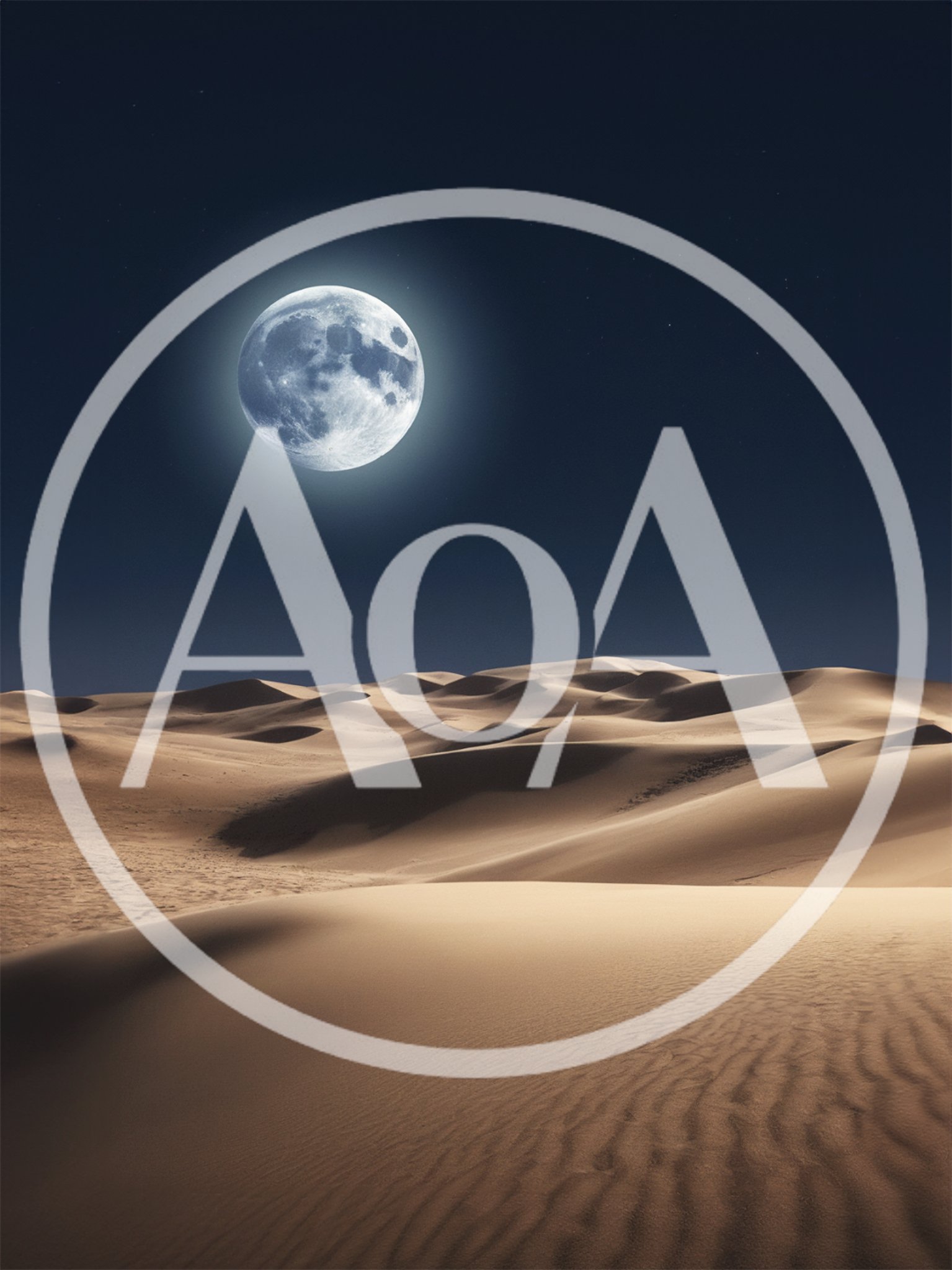 Full Moon Over Vast Desert Sand Dunes