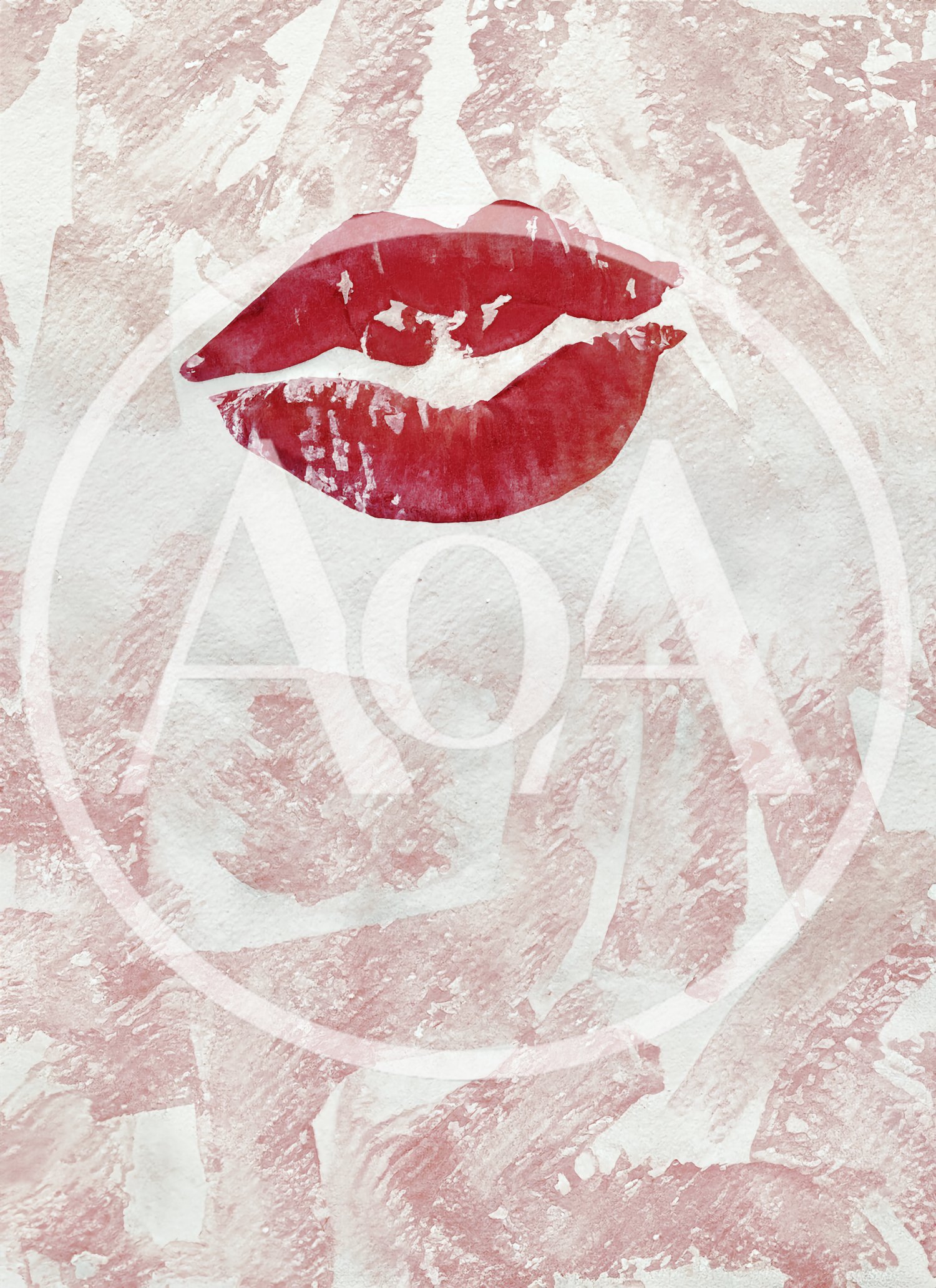 Red Lipstick Kiss Print on Textured Paper