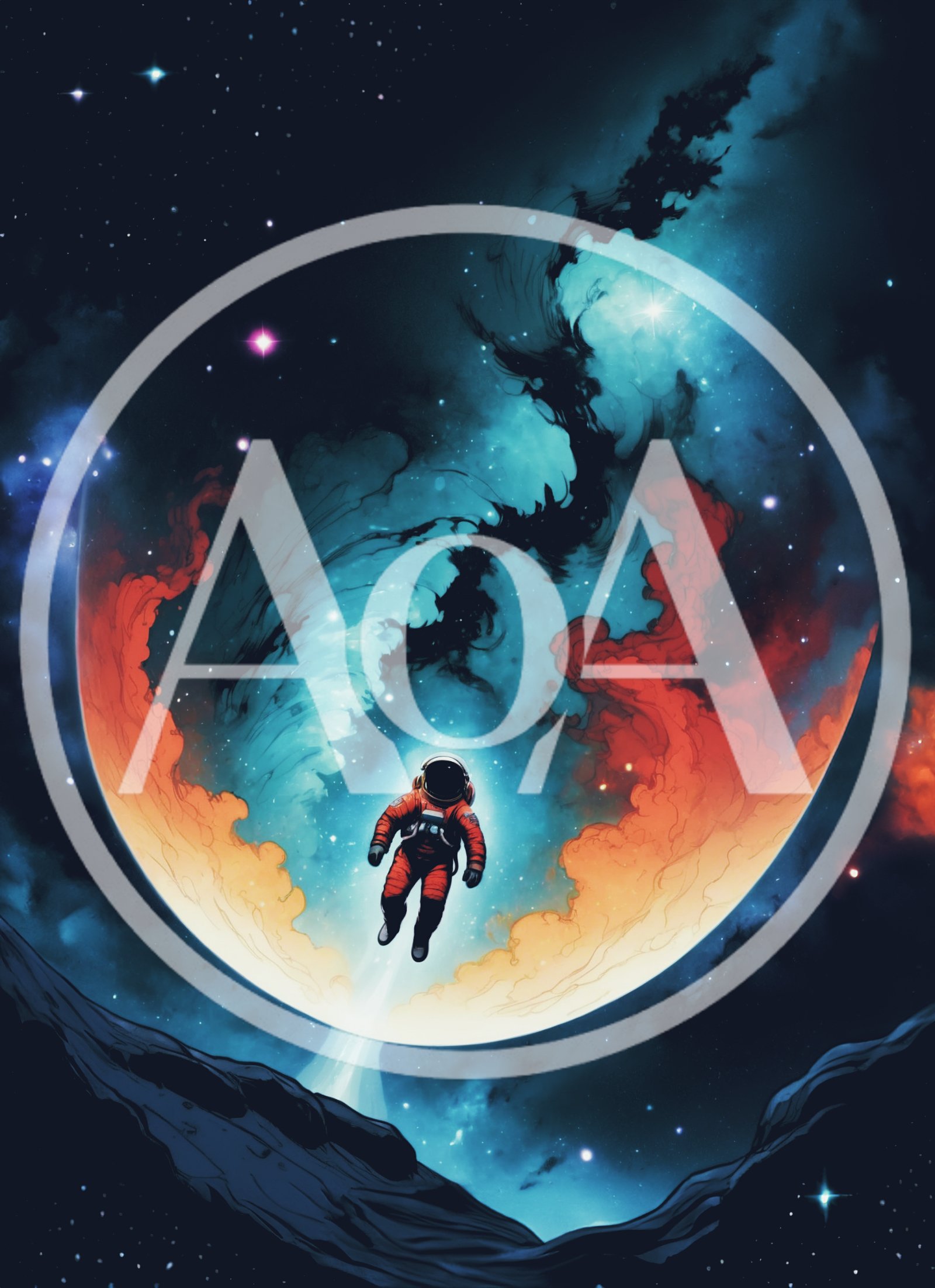 Astronaut Floating In Front Of A Vibrant Nebula