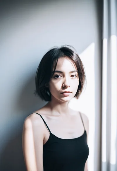 Portrait Of A Young Woman With Short Hair