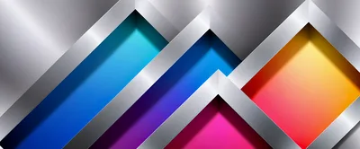 Abstract Metallic Geometric Shapes With Colorful Gradients