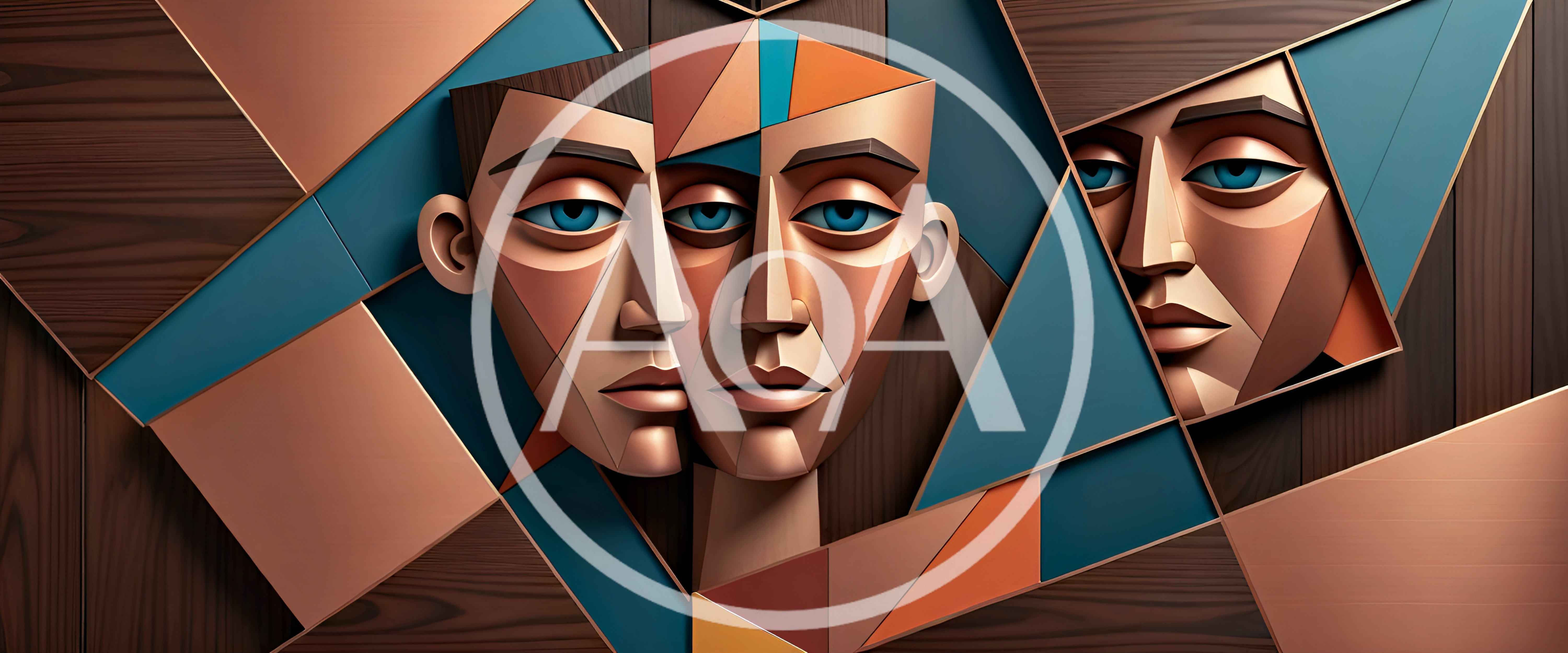 Abstract Geometric Cubist Face Art Composition