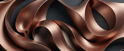 Abstract Copper Ribbon Curves On Dark Background