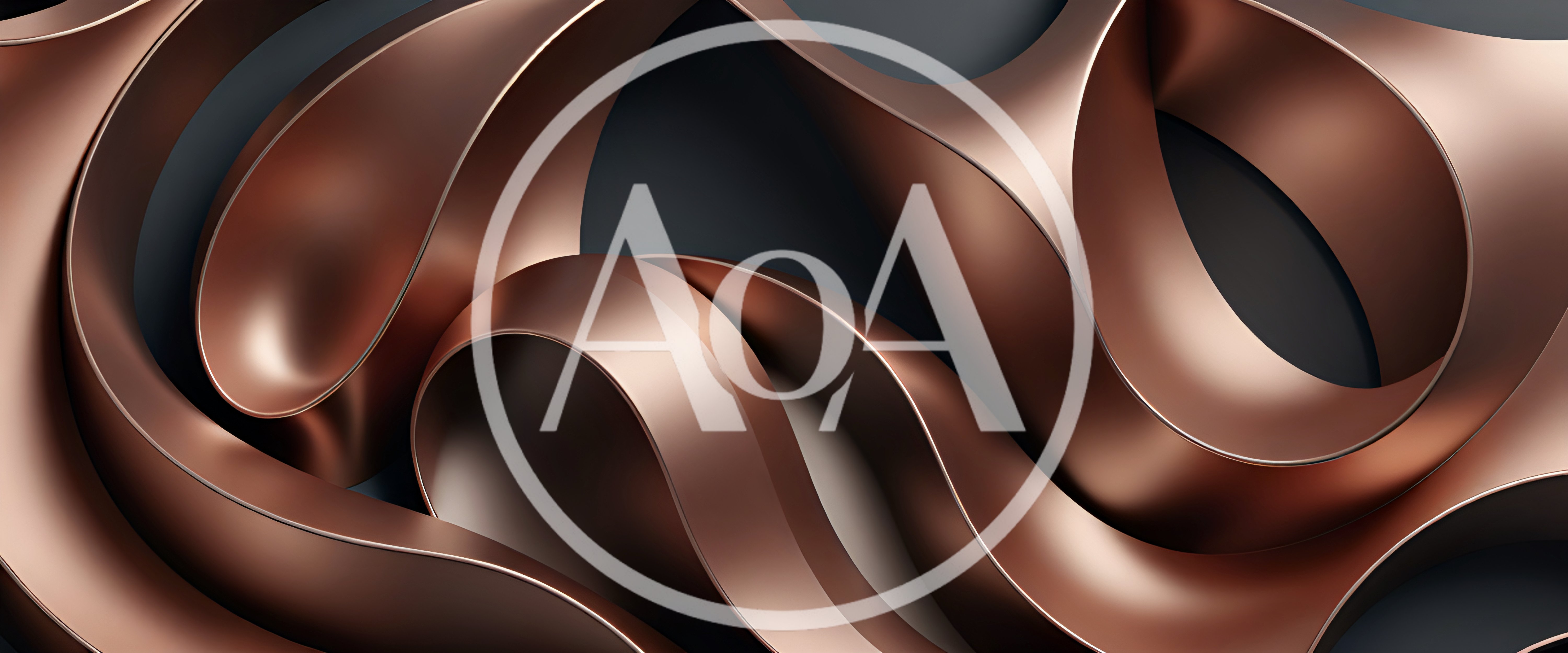 Abstract Copper Ribbon Curves On Dark Background