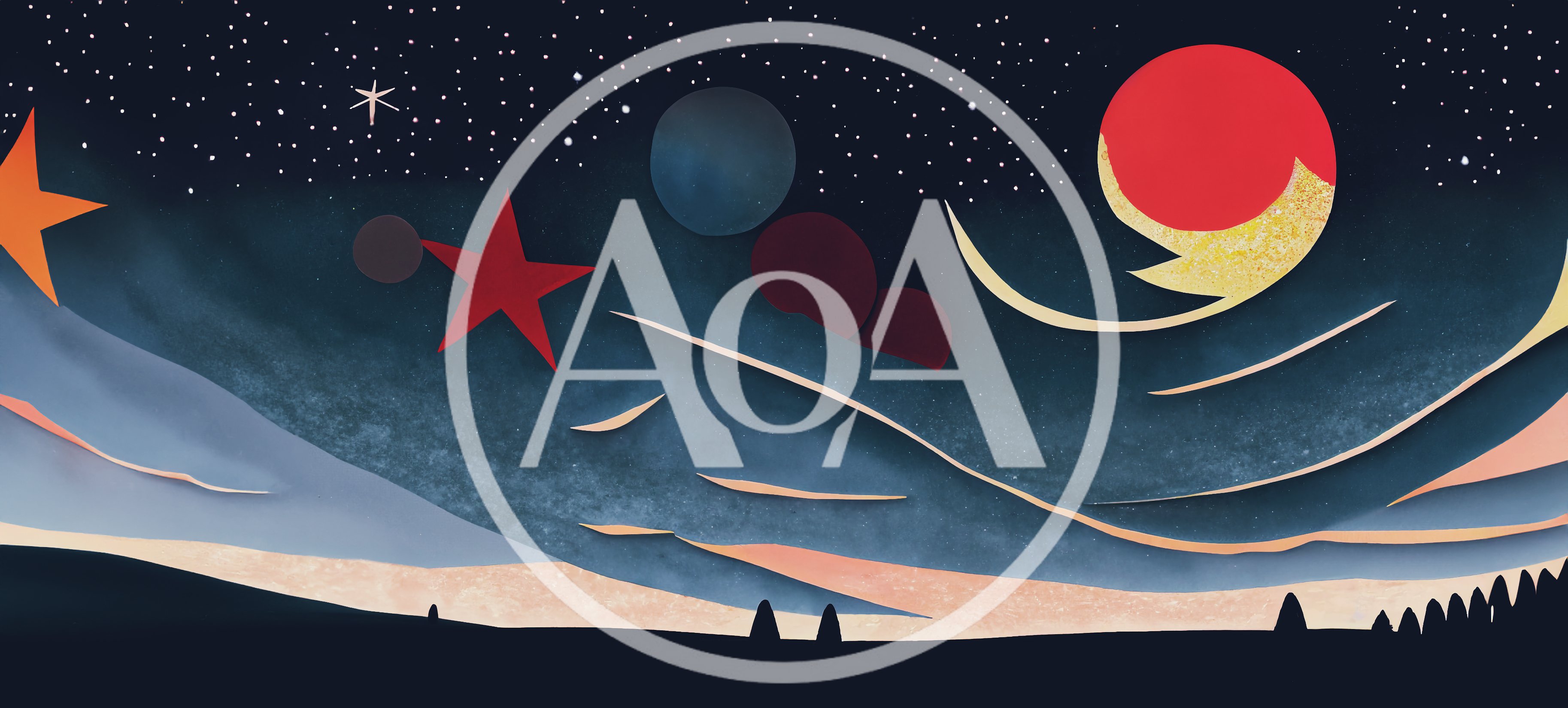 Abstract Paper Cutout Night Sky Landscape