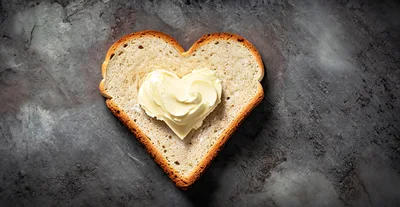 Heart Shaped Bread Slice With Butter Spread