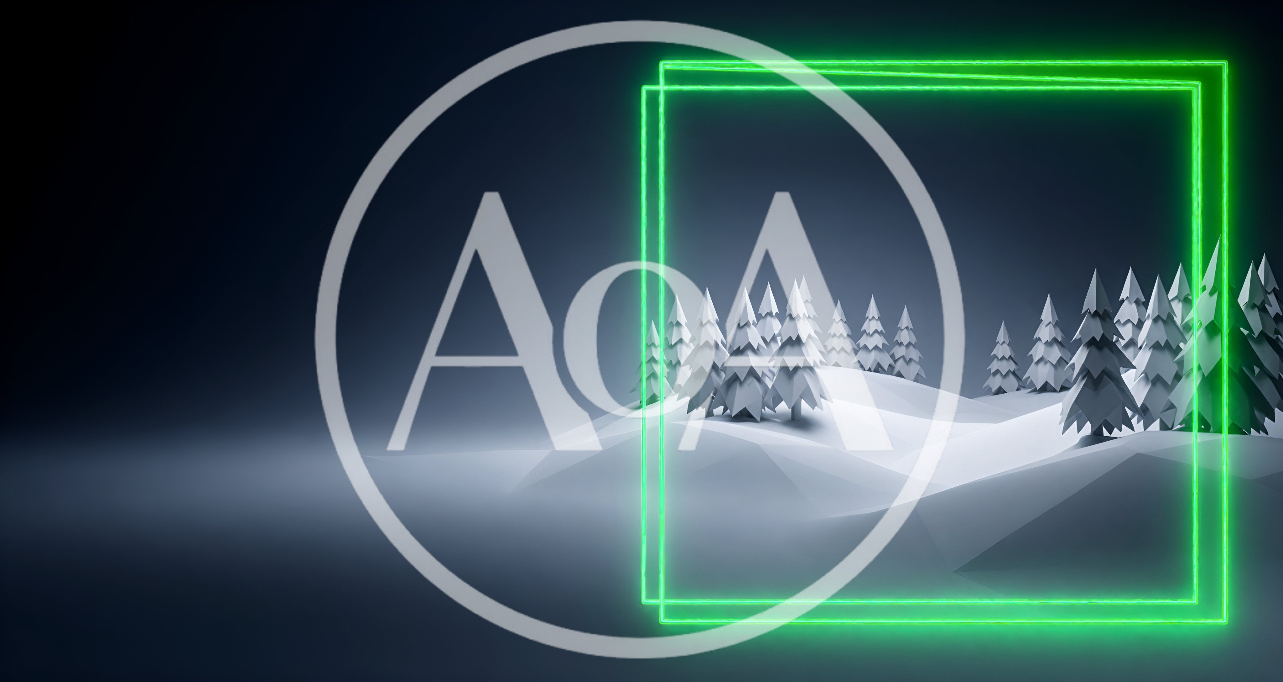 Low Poly Winter Forest With Neon Green Frames
