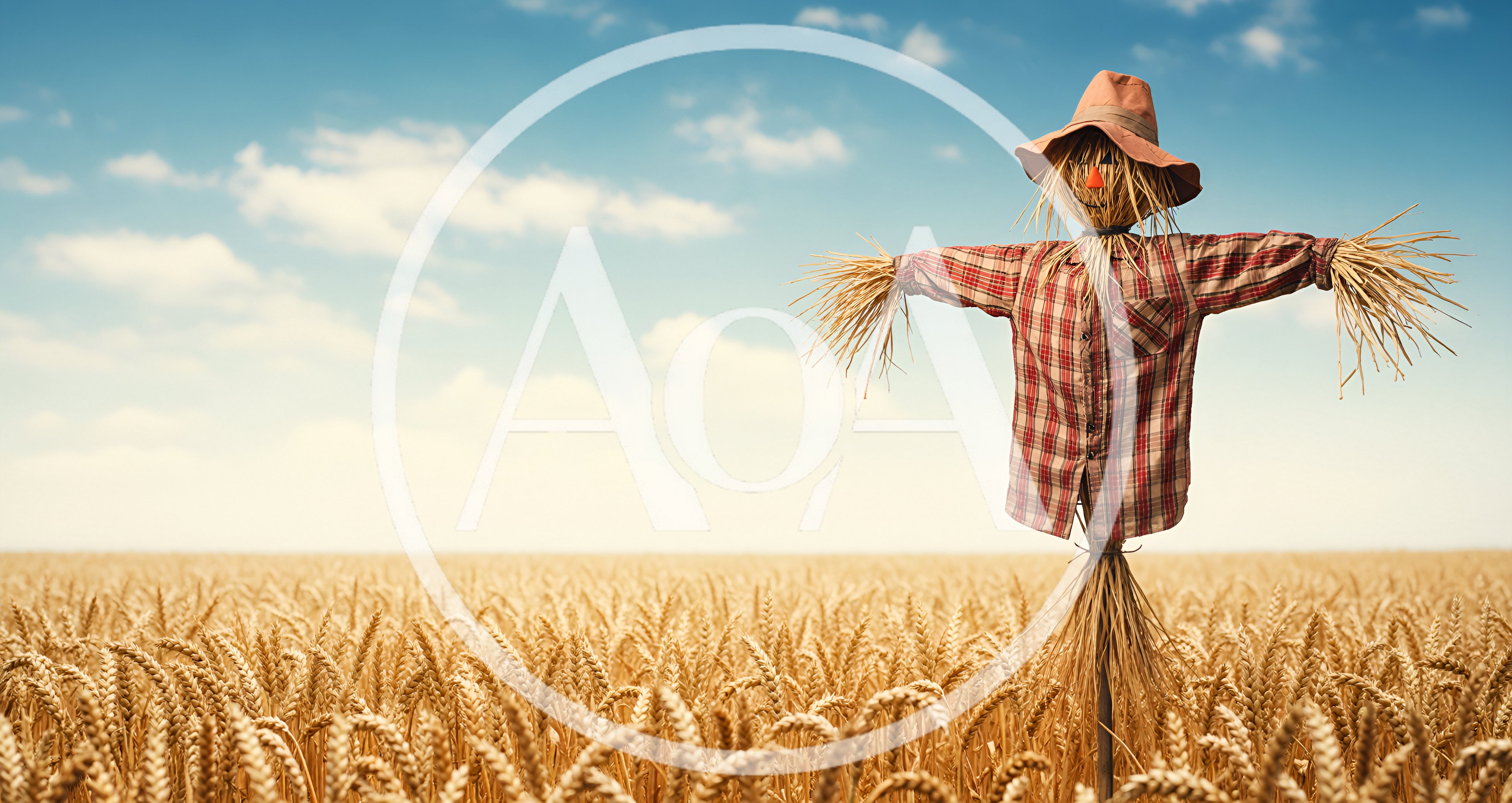 Scarecrow Standing In A Golden Wheat Field