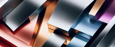 Abstract Geometric Metal Blocks With Metallic Reflections