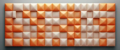 Abstract Geometric Wall Panel With Orange And White Pyramids