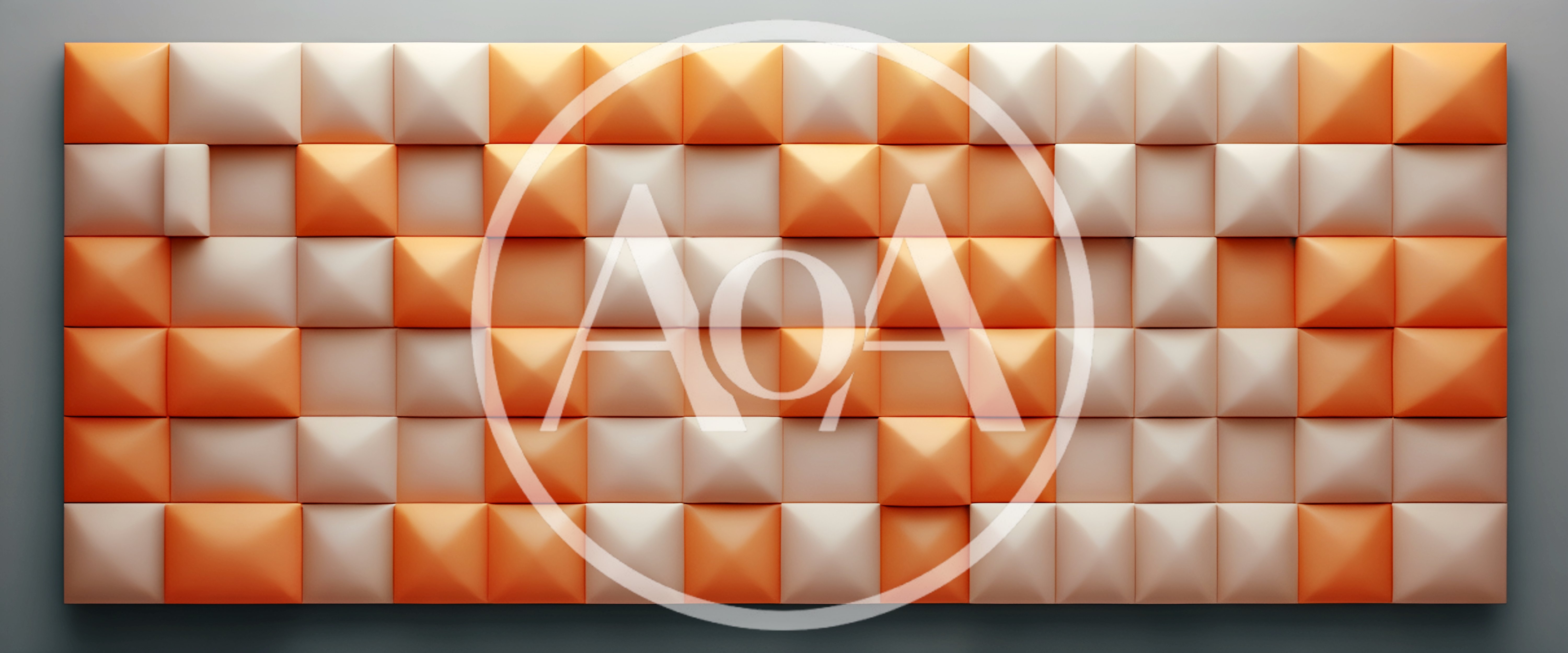 Abstract Geometric Wall Panel With Orange And White Pyramids