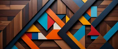 Abstract Geometric Wood And Colorful Shape Composition