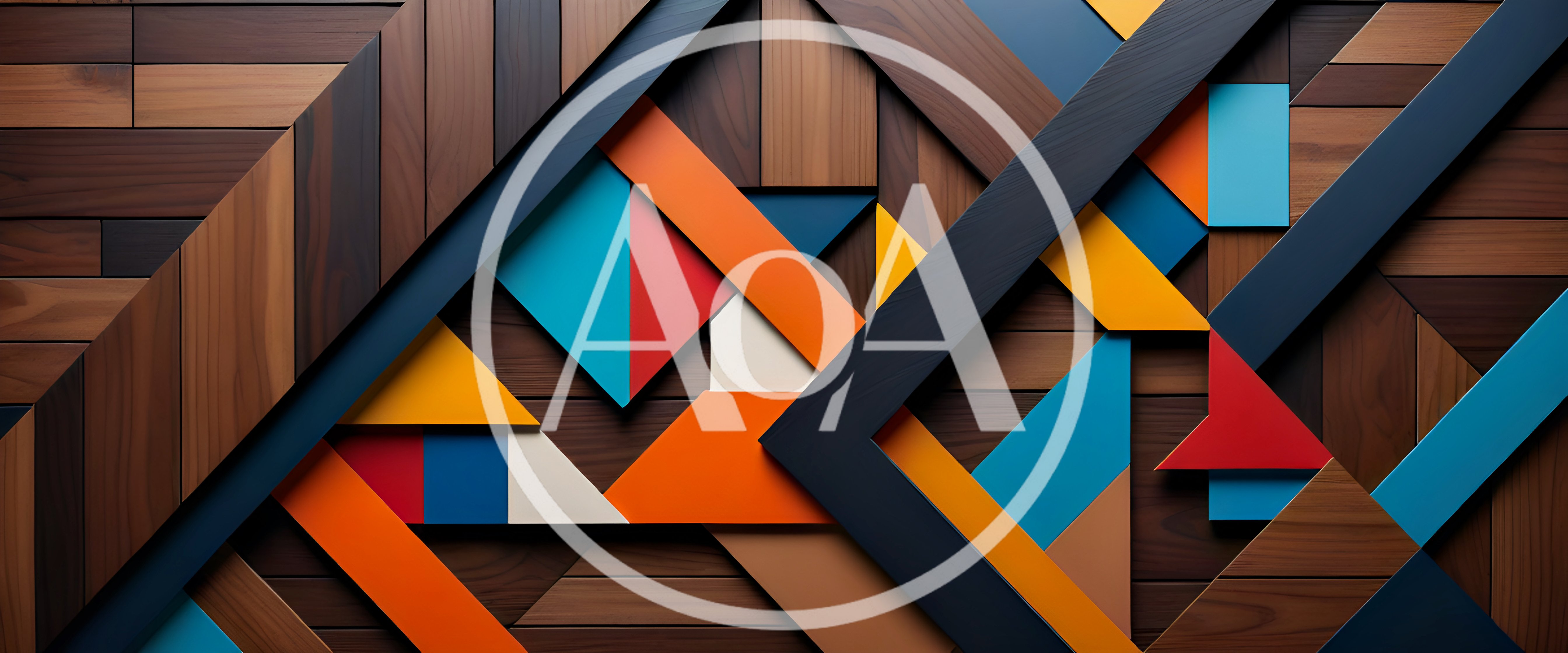 Abstract Geometric Wood And Colorful Shape Composition