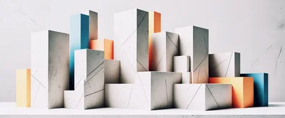 Abstract Geometric Concrete Blocks Composition