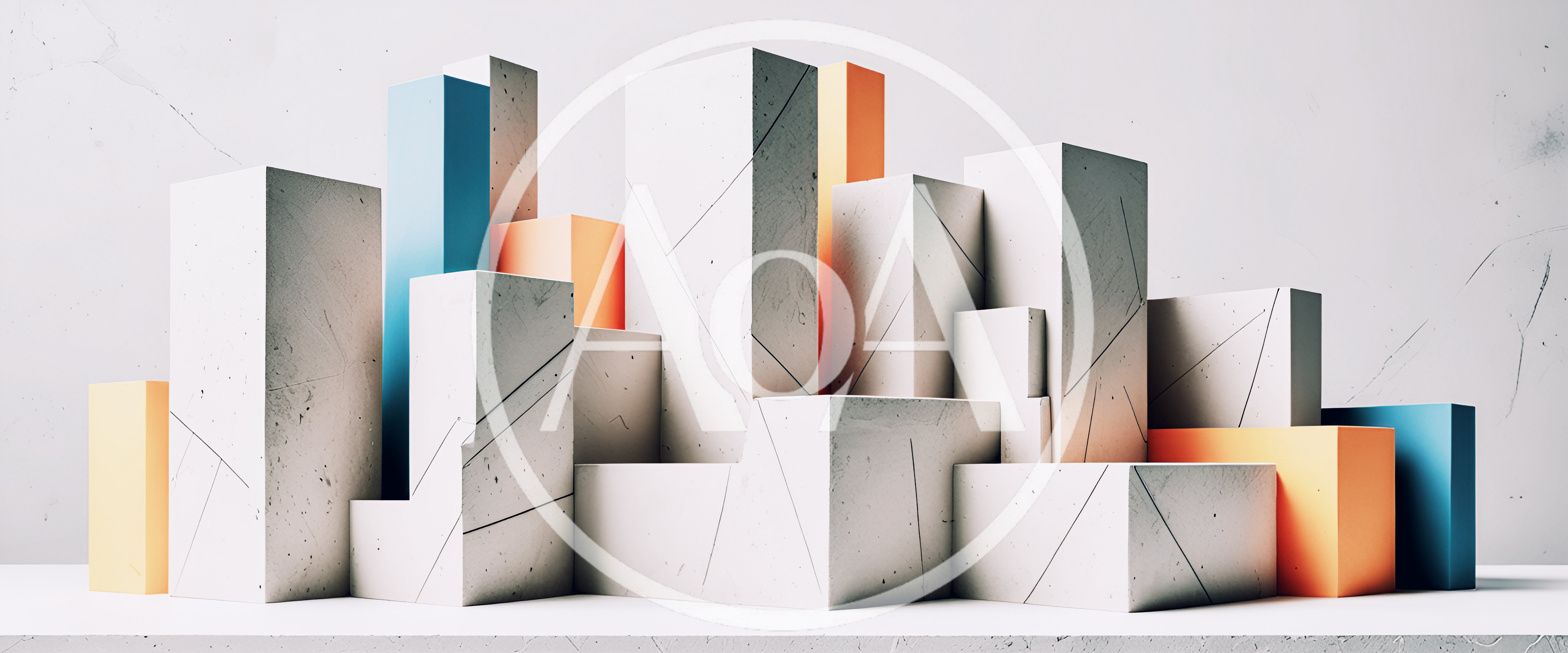 Abstract Geometric Concrete Blocks Composition