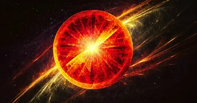 Abstract Glowing Red Energy Sphere In Deep Space