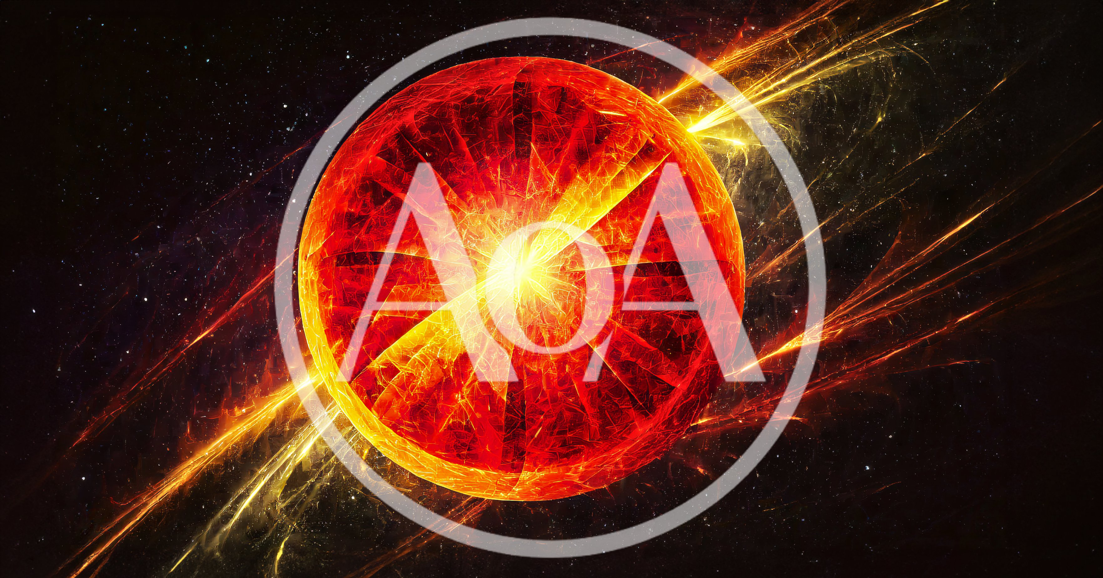 Abstract Glowing Red Energy Sphere In Deep Space