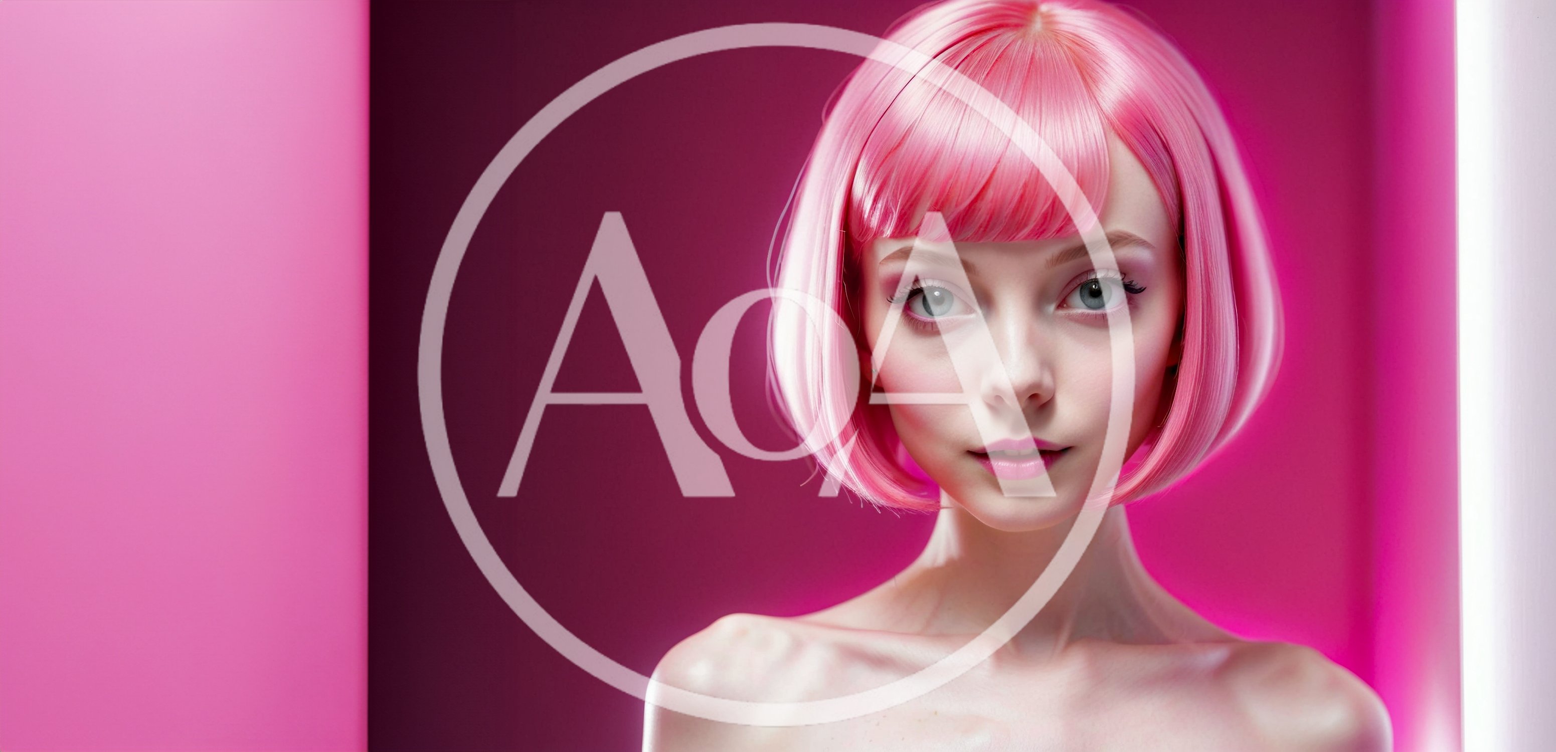 Portrait Of A Young Woman With Pink Bob Hair
