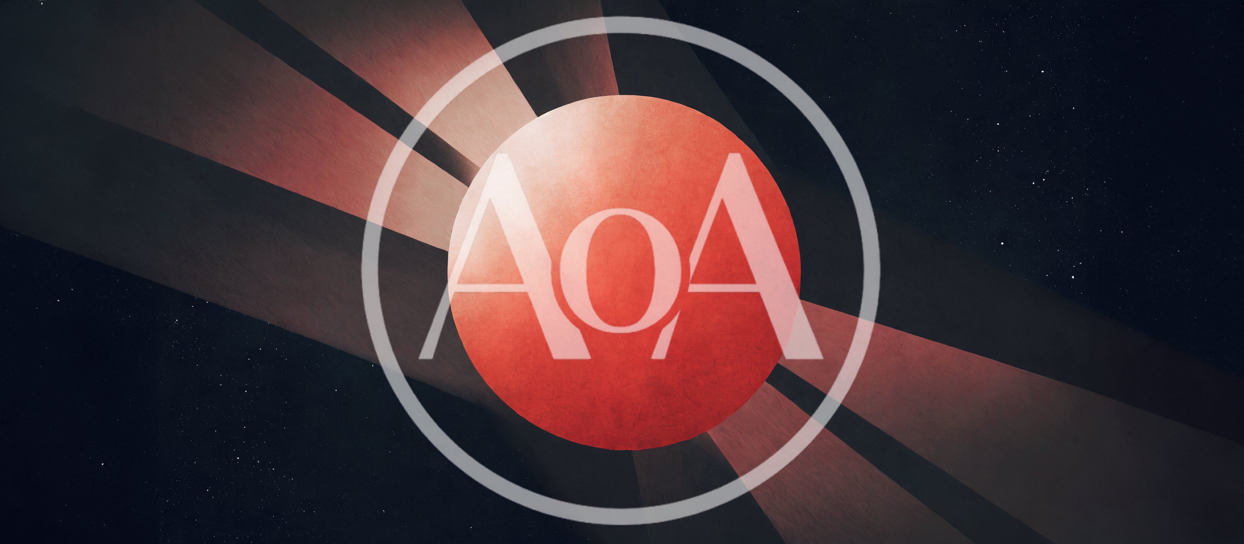 Abstract Red Planet With Radiant Light Beams In Space